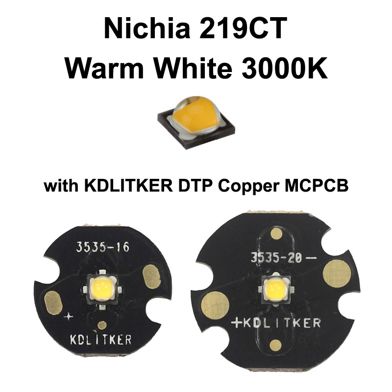 Nichia 219CT 따뜻한 흰색 3000K LED 이미터, KDLITKER DTP 구리 MCPCB 포함